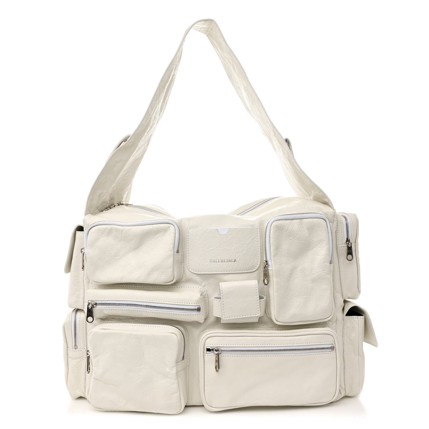 Agneau Arena Superbusy Large Sling Zip Shoulder Bag Optic White