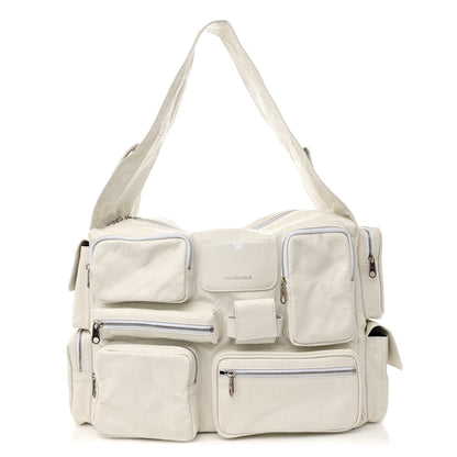Balenciaga Agneau Arena Superbusy Large Sling Zip Shoulder Bag Optic White 1 of 9