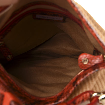 Jimmy Choo Raffia Snakeskin Sky Hobo Orange 5 of 10