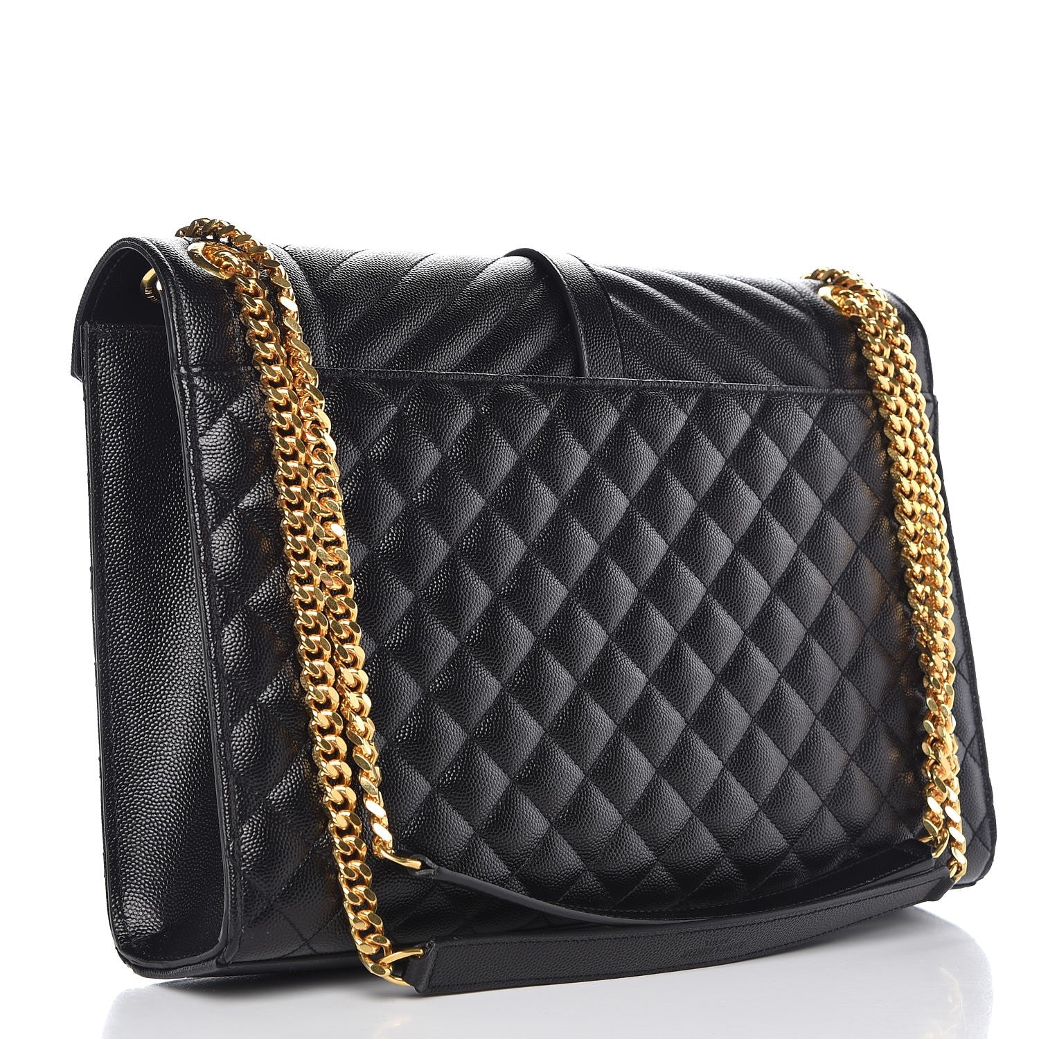 Saint Laurent Grain De Poudre Textured Mixed Matelasse Large Triquilt Monogram Satchel Black 4 of 9