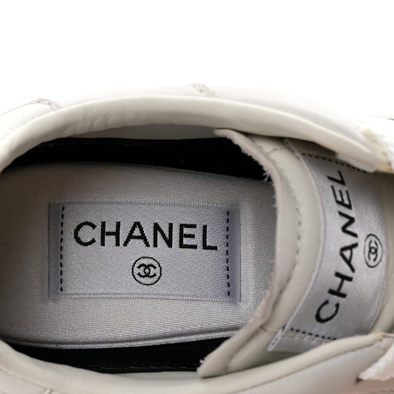 Chanel Calfskin CC Womens Sneakers 38 White 8 of 10