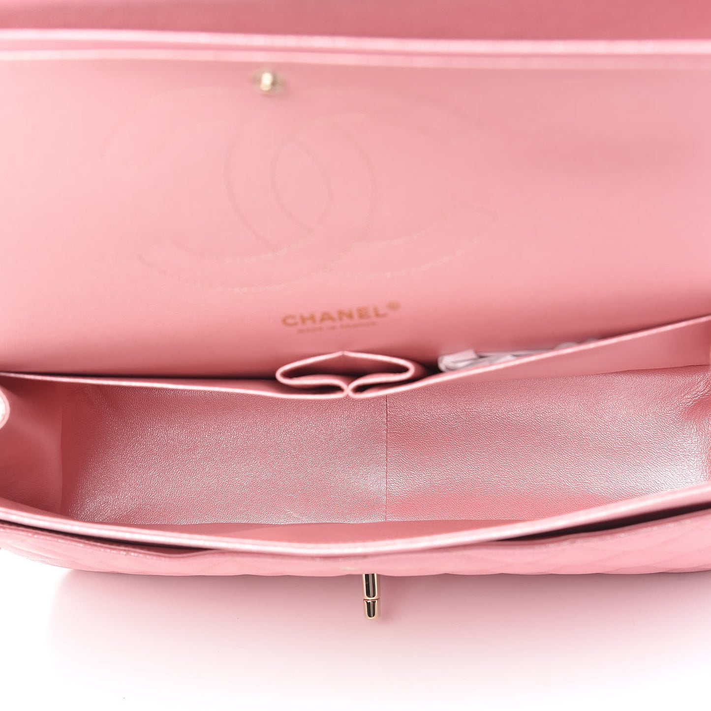 Iridescent Caviar Quilted Jumbo Double Flap Rose Pink