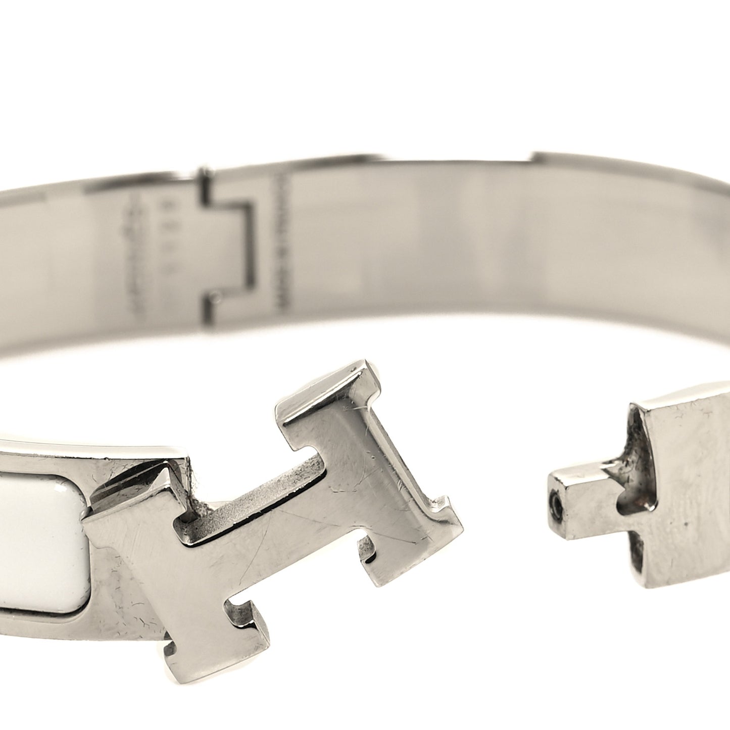 Enamel Narrow Clic Clac H Bracelet GM White