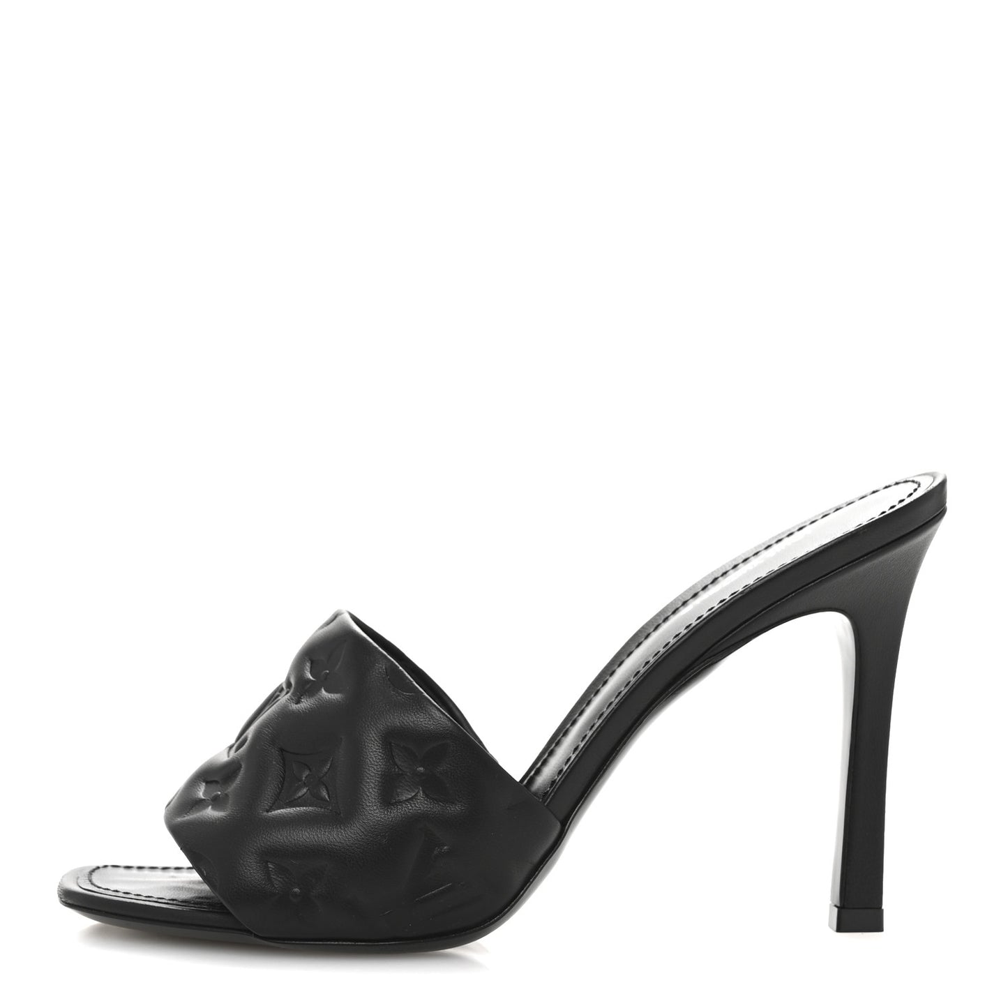 Lambskin Embossed Monogram Revival High Heel Mules 39 Black