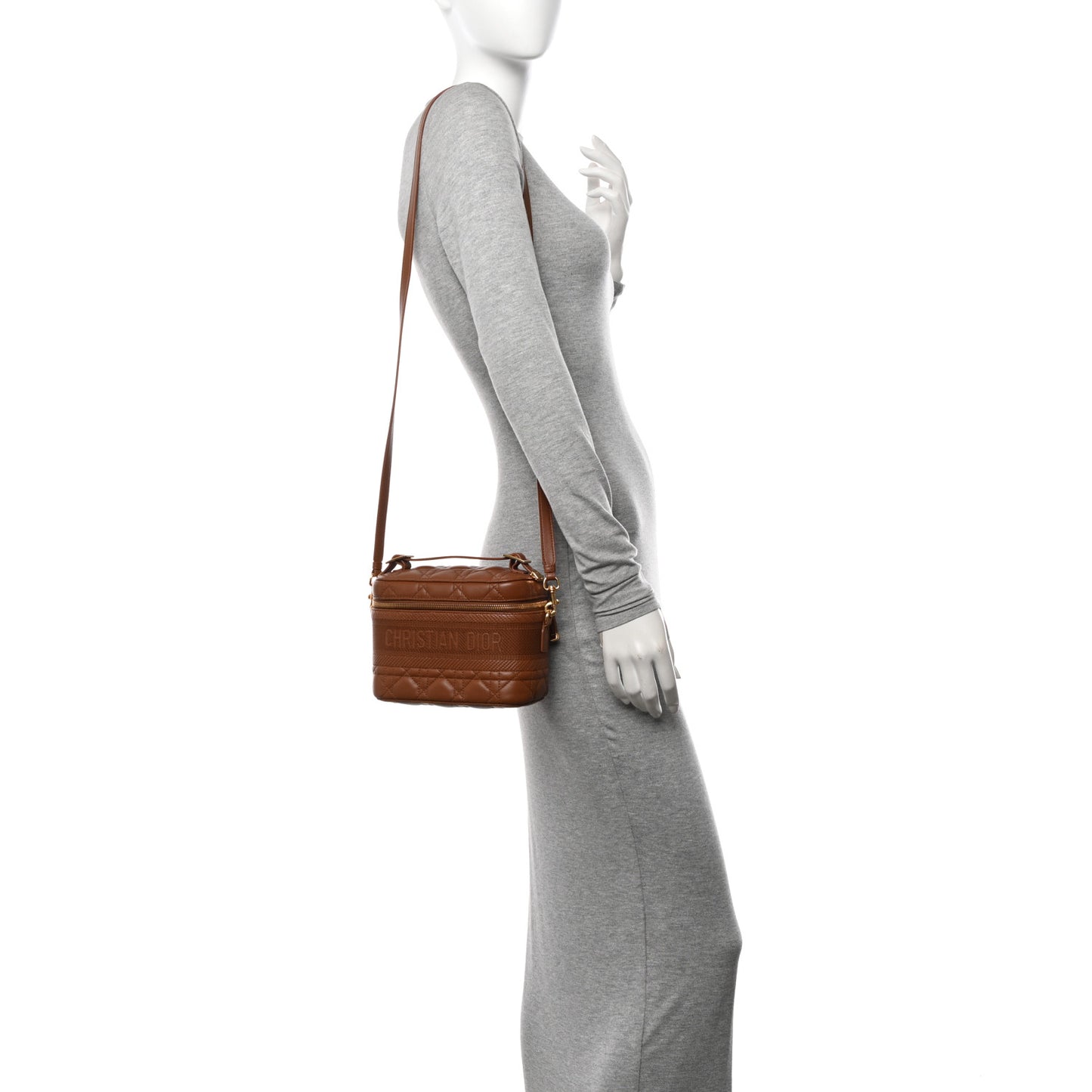 Lambskin Cannage Small Diortravel Vanity Case Cognac