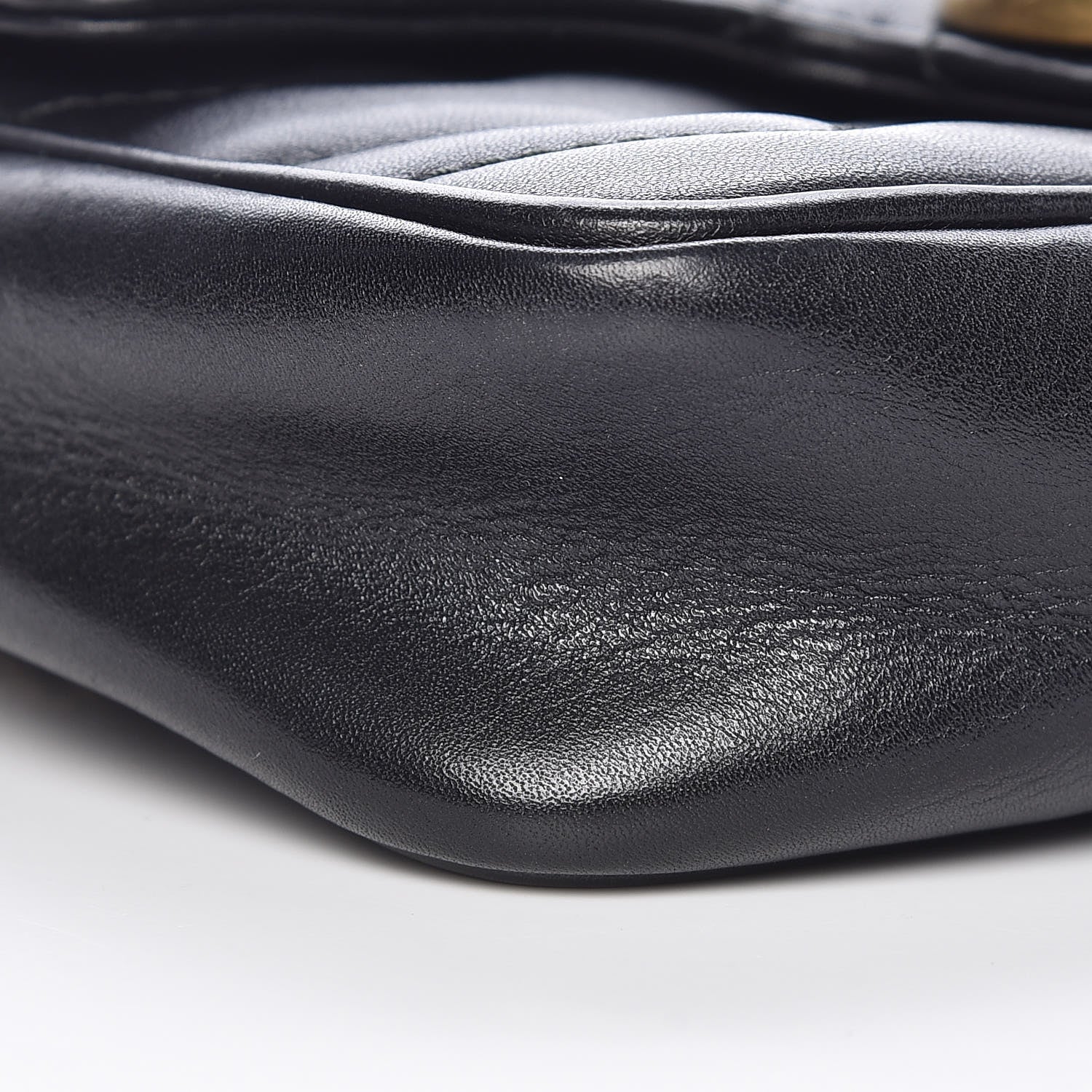 Gucci Calfskin Matelasse Super Mini GG Marmont Shoulder Bag Black 9 of 13