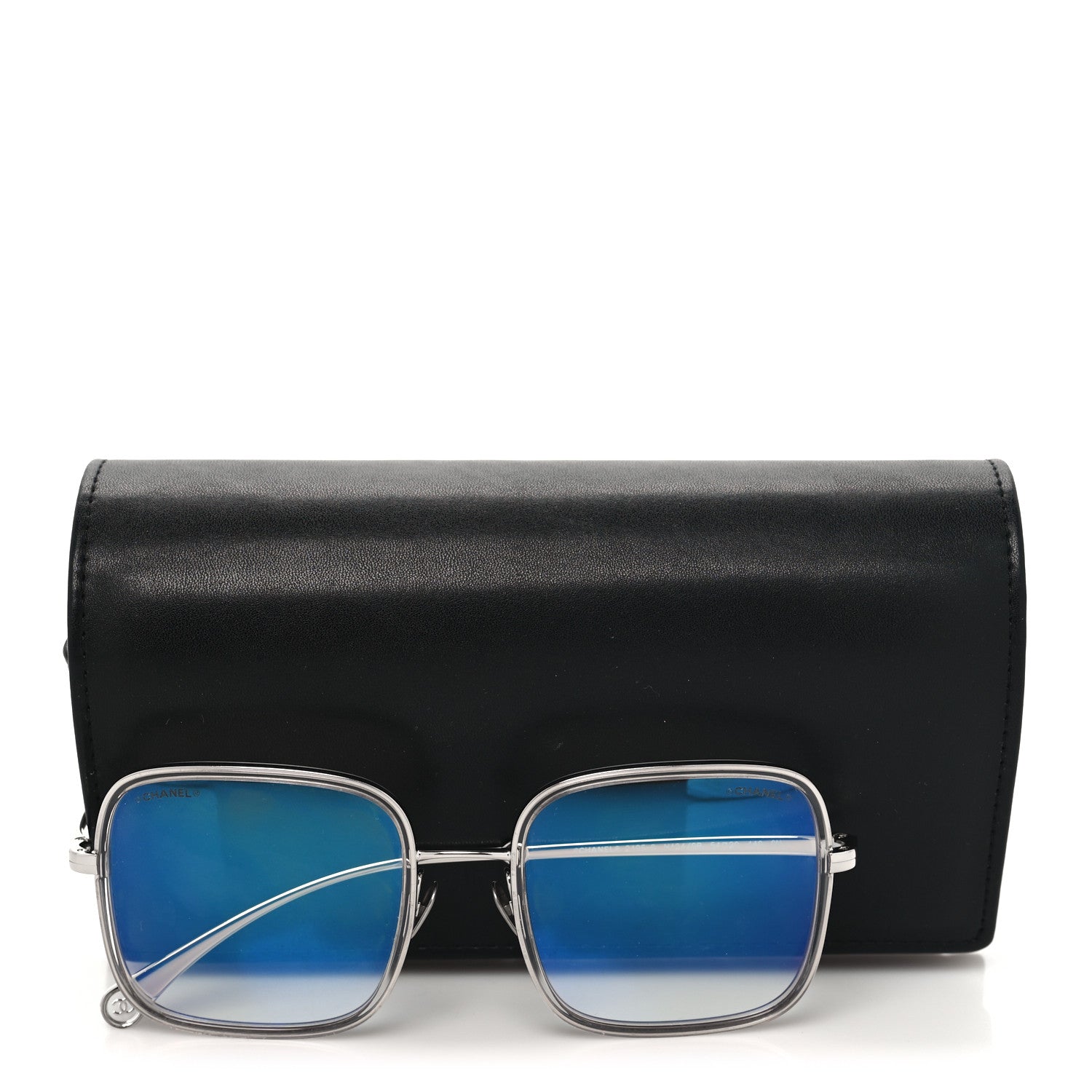 Chanel Metal Removable Pearl Chain Square Eyeglasses 2195-S Silver 7 of 7