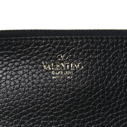 Valentino Garavani Pebbled Calfskin Rockstud Flap Clutch Black 7 of 8