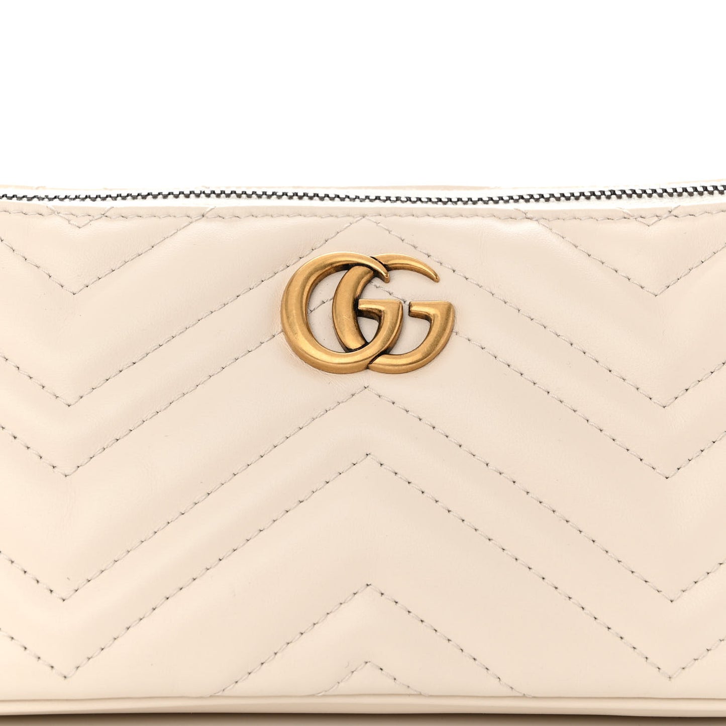 Calfskin Matelasse Chevron GG Marmont Sling Shoulder Bag Mystic White