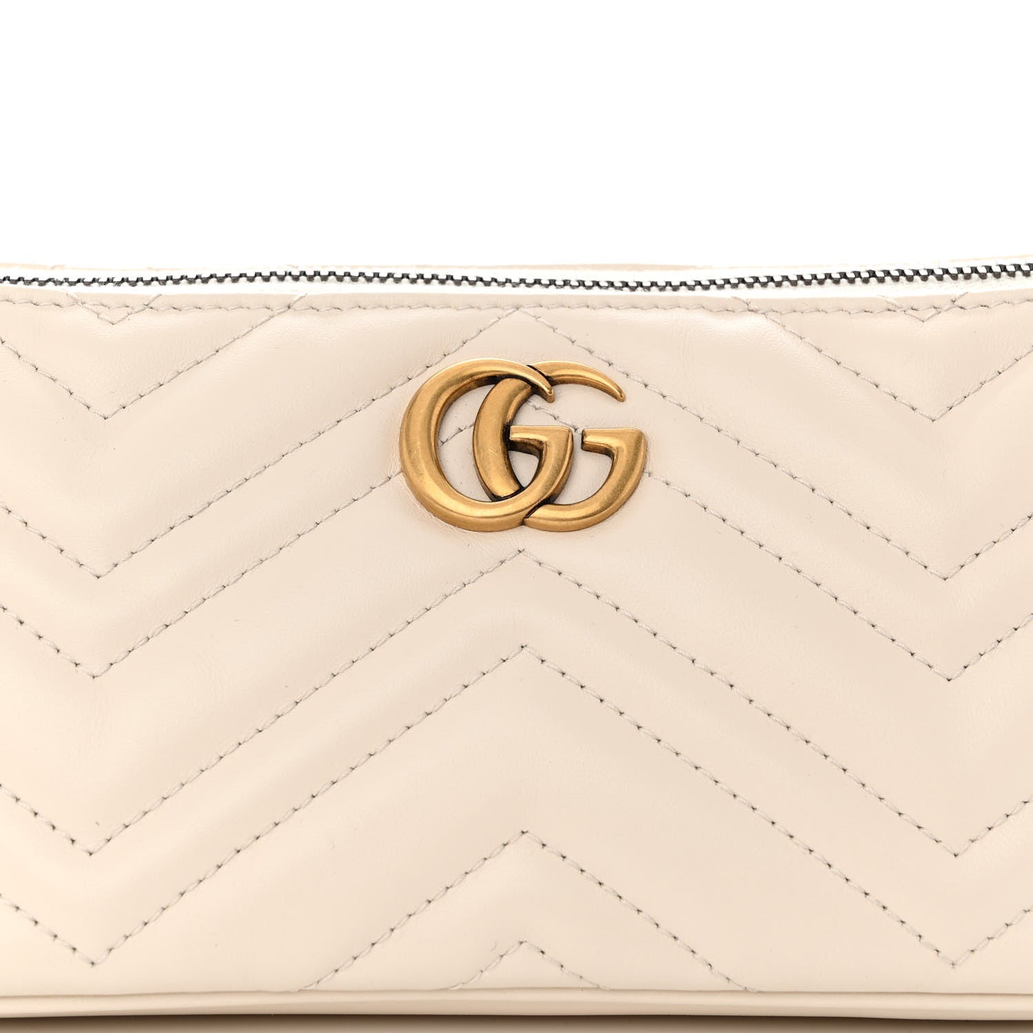 Gucci Calfskin Matelasse Chevron GG Marmont Sling Shoulder Bag Mystic White 8 of 10