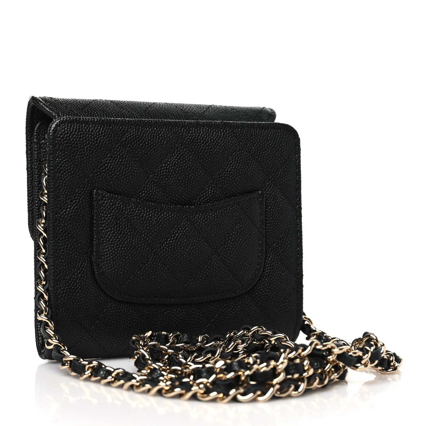 Caviar Quilted Clutch With Chain Bag Black