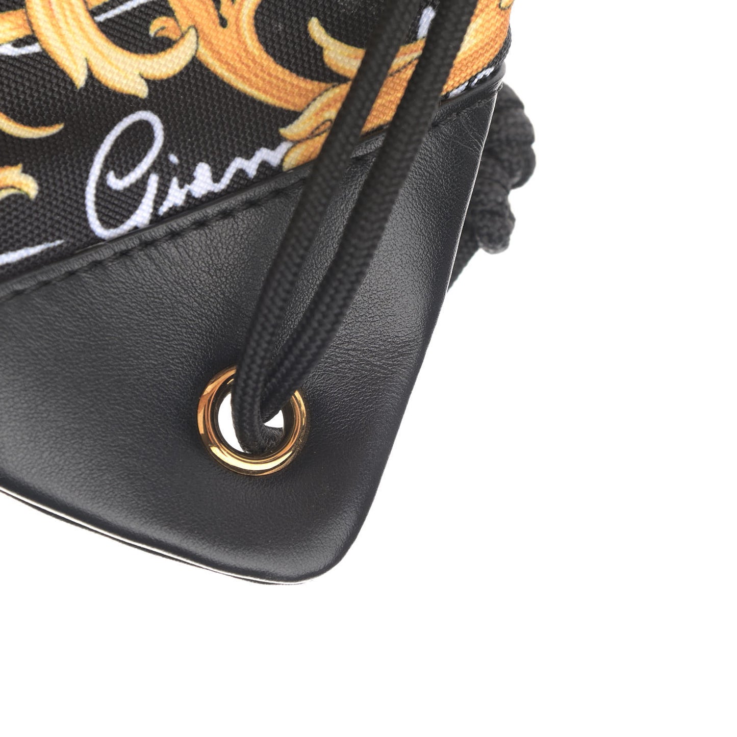 Nylon Barocco Signature Print Drawstring Backpack Black