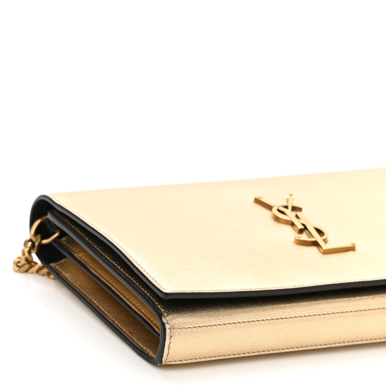 Saint Laurent Metallic Calfskin Medium Classic Monogram Kate Satchel Gold 9 of 10