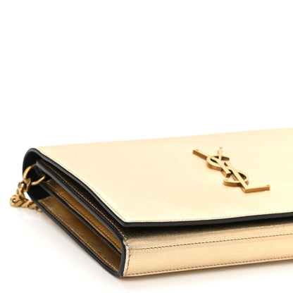 Saint Laurent Metallic Calfskin Medium Classic Monogram Kate Satchel Gold 9 of 10