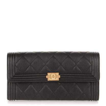 Chanel Caviar Quilted Boy Flap Wallet Black 1 of 8