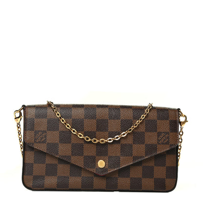 Louis Vuitton Damier Ebene Pochette Felicie Chain Wallet 1 of 7