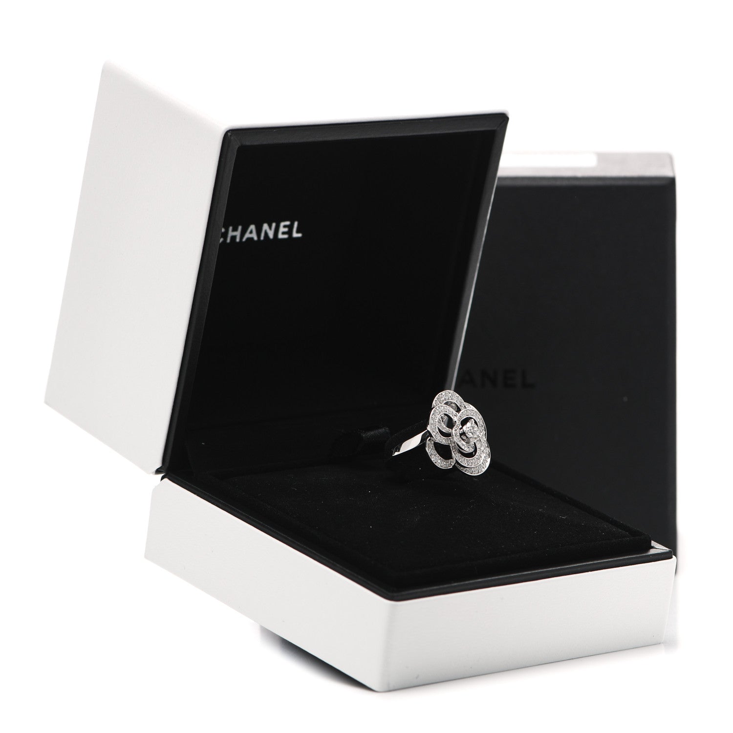Chanel 18K White Gold Diamond Fil de Camelia Ring 54 6.75 7 of 7