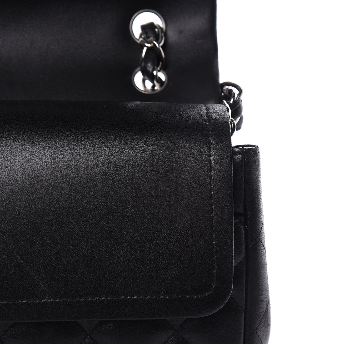 Lambskin Quilted Jumbo Double Flap Black