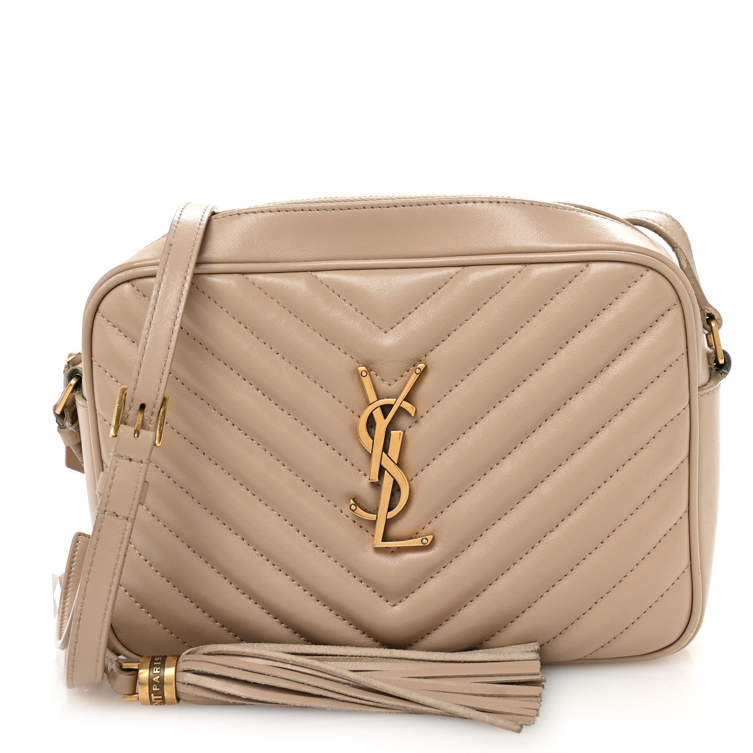 Saint Laurent Calfskin Matelasse Monogram Lou Camera Bag Dark Beige 1 of 13