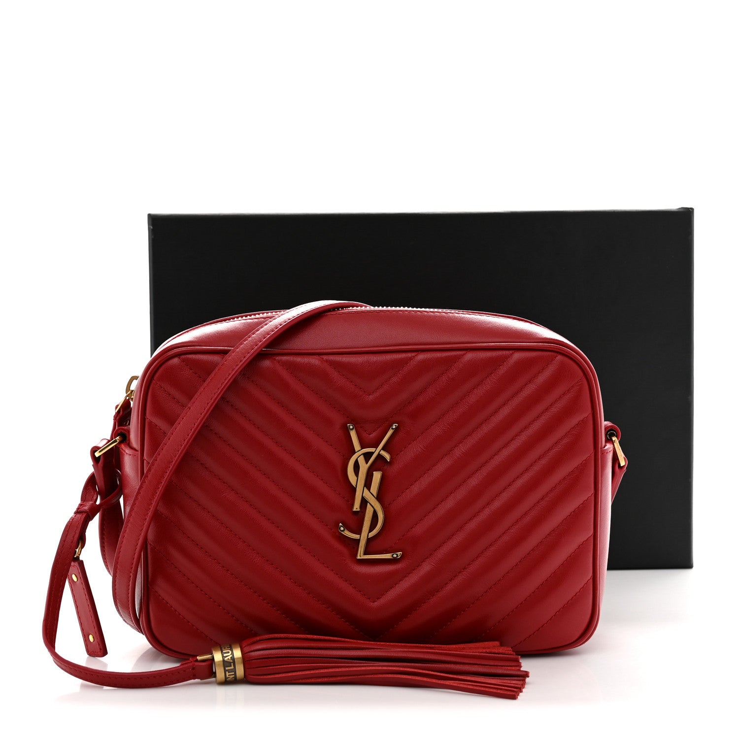 Saint Laurent Calfskin Matelasse Monogram Lou Camera Bag Red 12 of 12