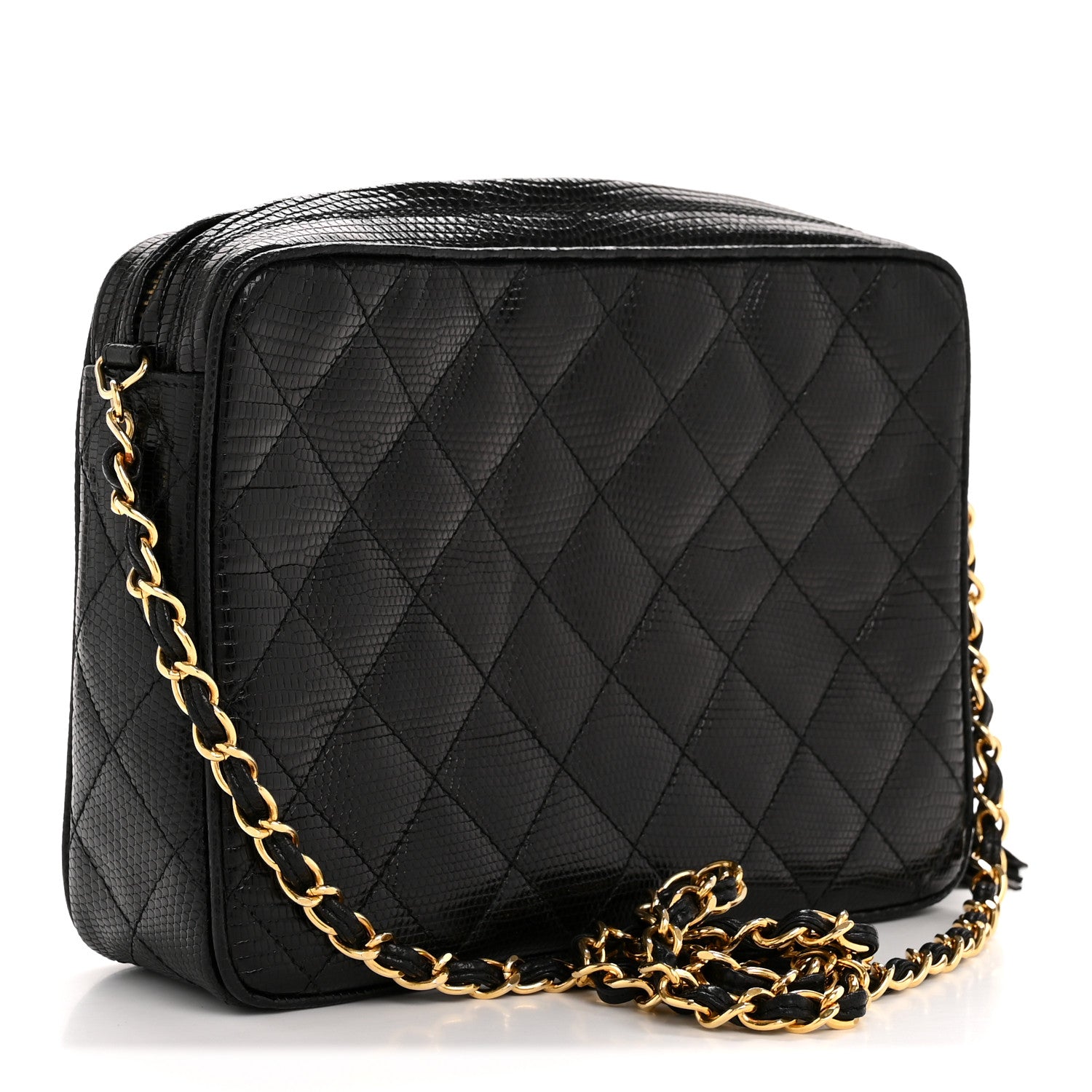 Chanel Lizard Quilted Small Tassel Camera Case Black 3 of 15