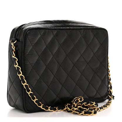 Chanel Lizard Quilted Small Tassel Camera Case Black 3 of 15