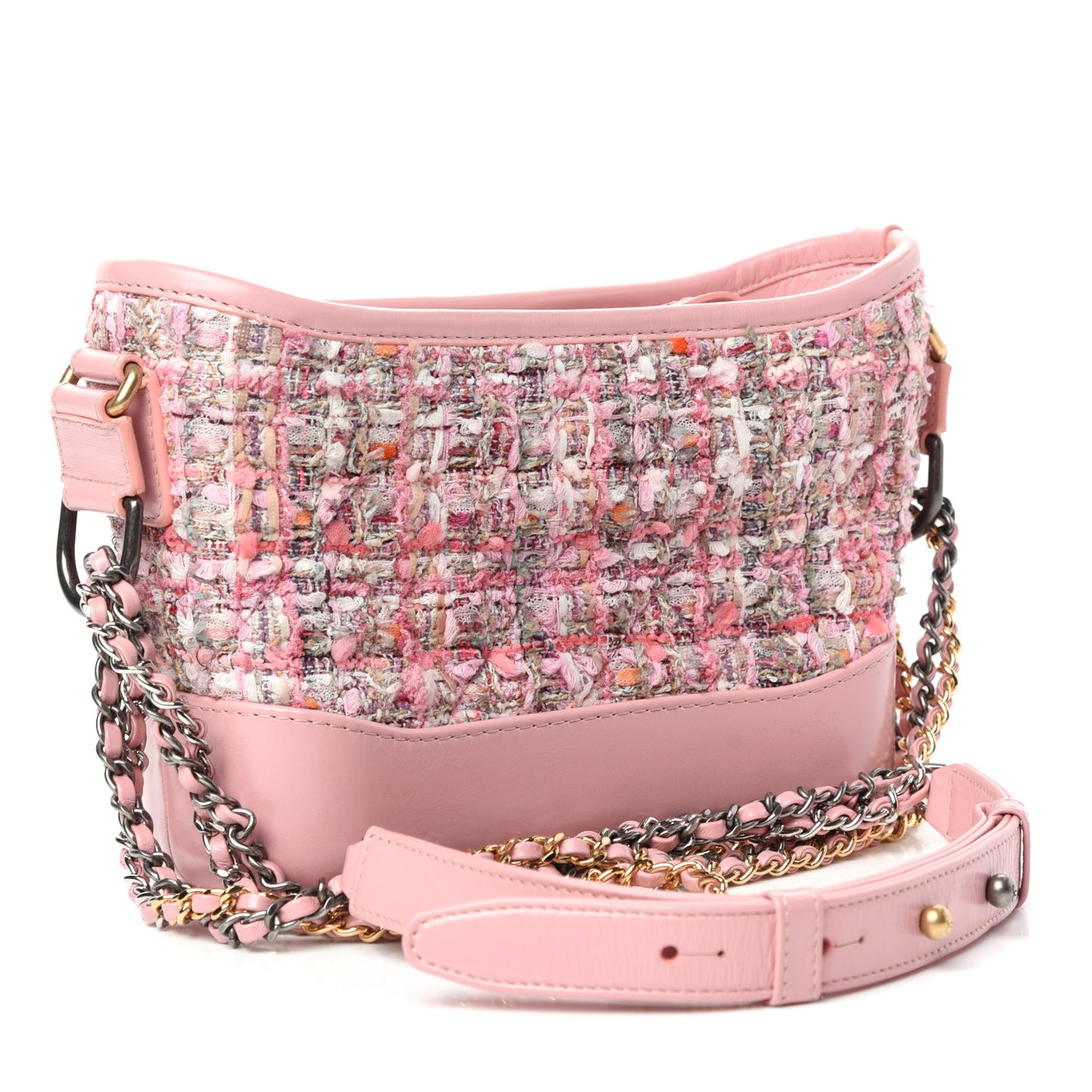 Tweed Calfskin Small Gabrielle Hobo Light Pink