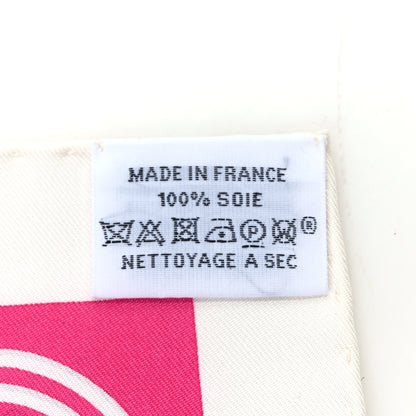 Hermes Silk Brides De Gala Nano Scarf 20 White Rose Fuchsia Or 4 of 4