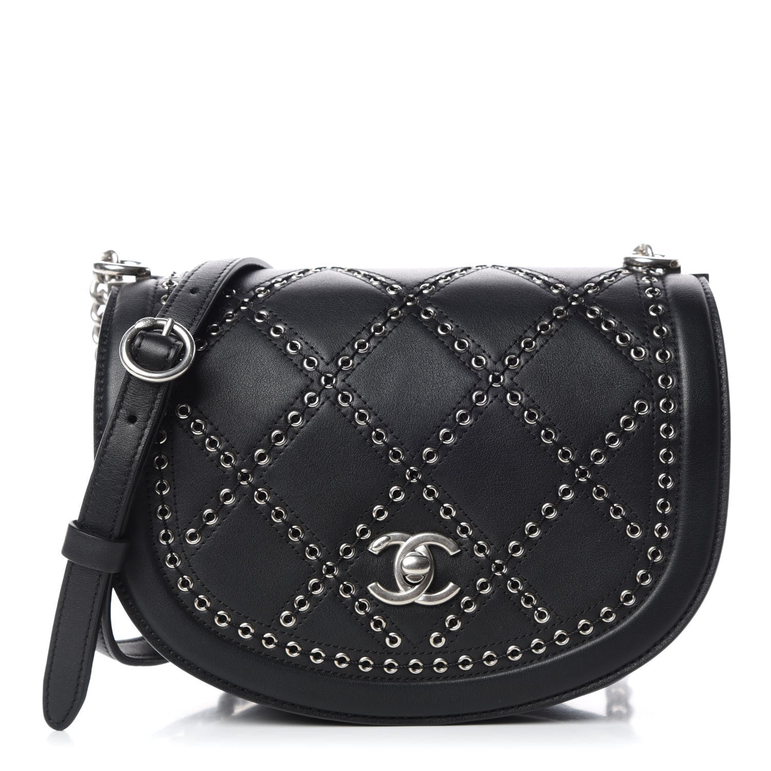 Chanel Calfskin Coco Eyelets Small Flap Bag Black 1 of 9