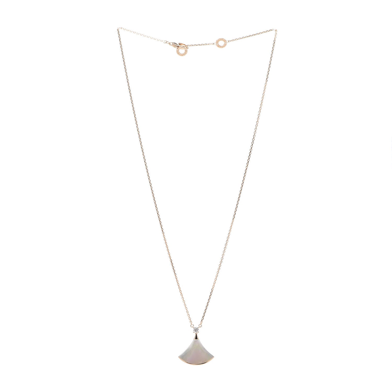 Bulgari 18K Rose Gold Diamond Mother of Pearl Divas' Dream Pendant Necklace 2 of 8