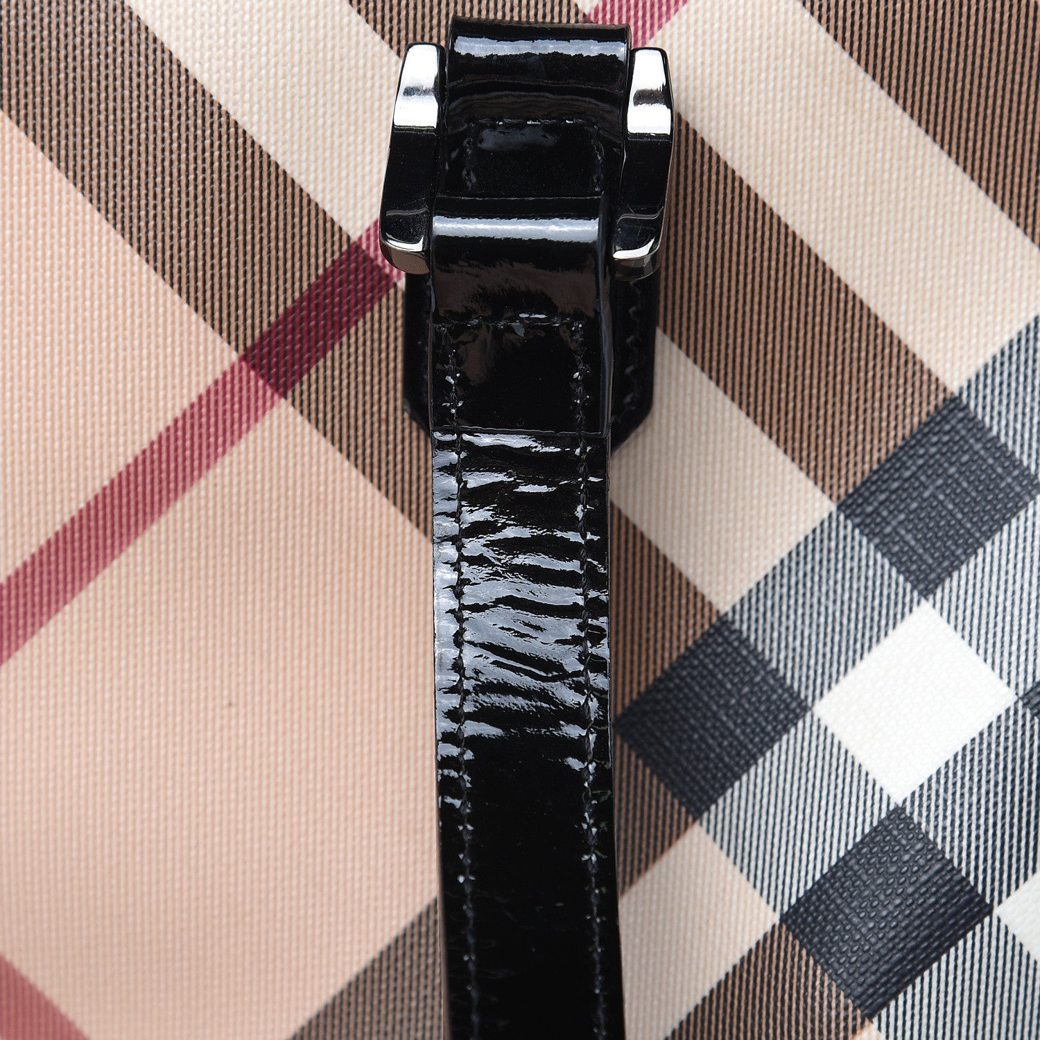 Burberry Patent Trim Nova Check Shopper Tote Black 16 of 18
