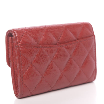 Chanel Caviar Quilted Flap Card Holder Wallet Red 3 of 15