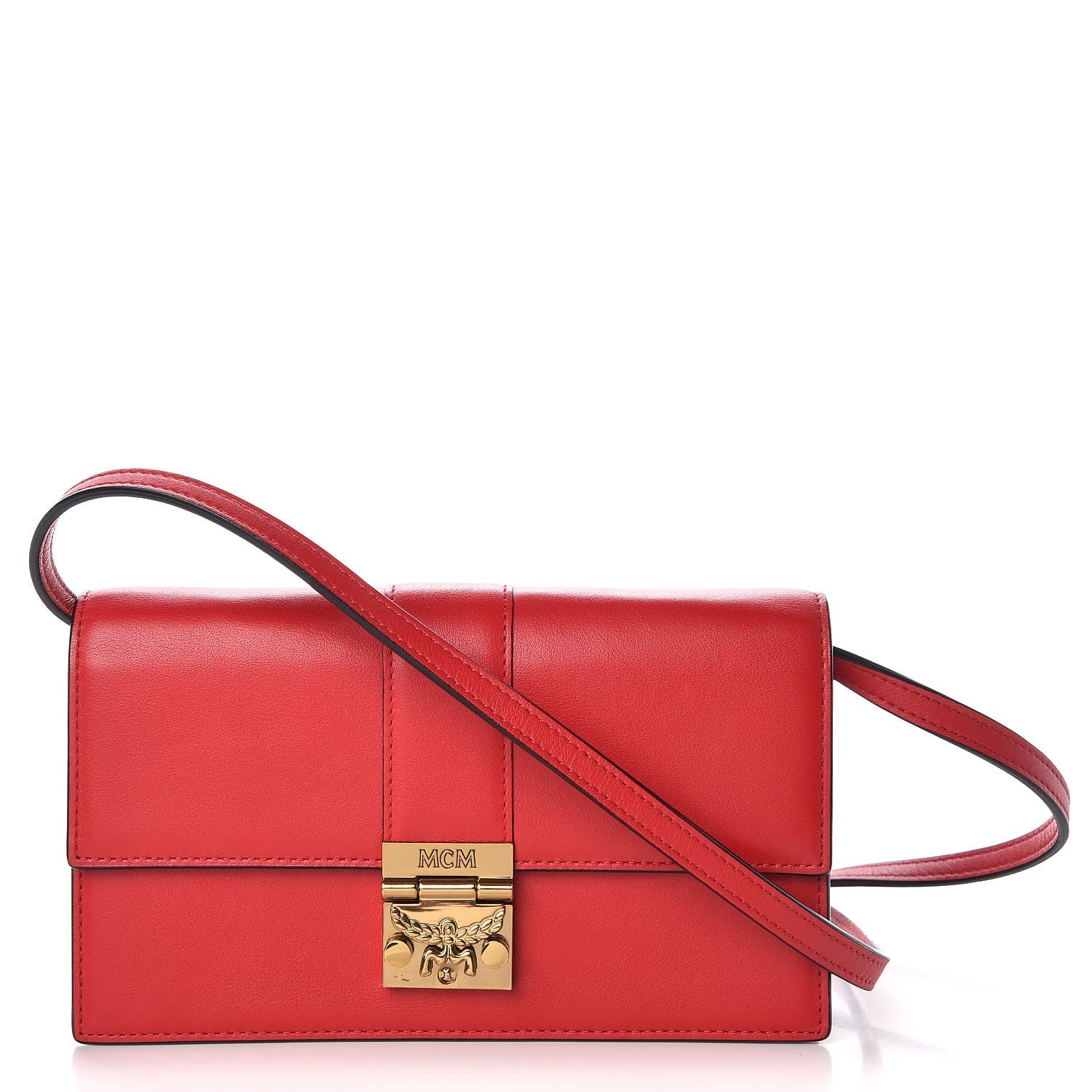 MCM Calfskin Large Karoline Crossbody Wallet Red 1 of 8