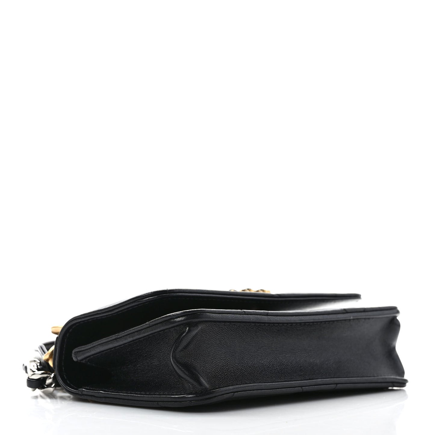 Lambskin Quilted Chanel 19 Flap Phone Holder With Chain Black