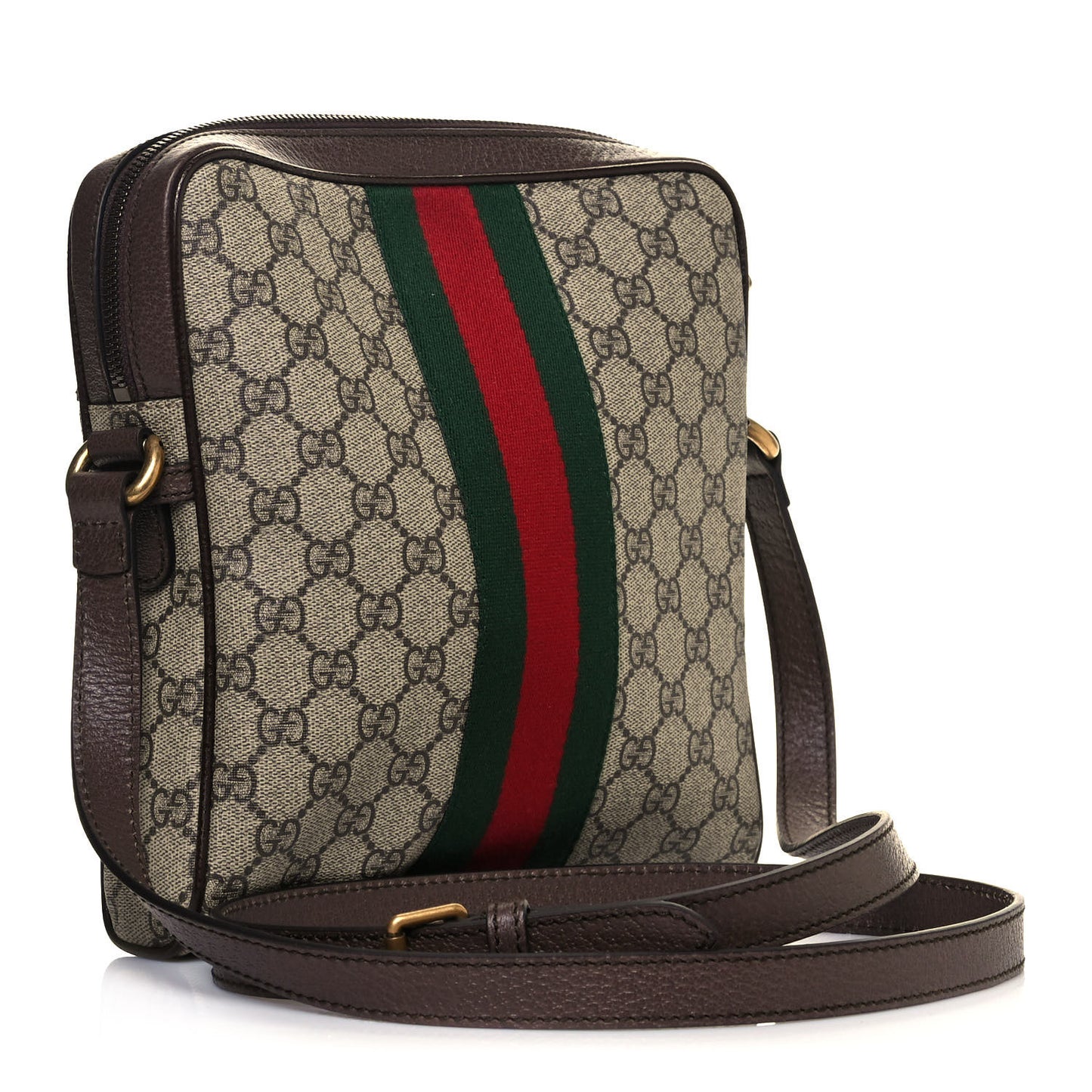 GG Supreme Monogram Web Small Ophidia Messenger Bag Brown
