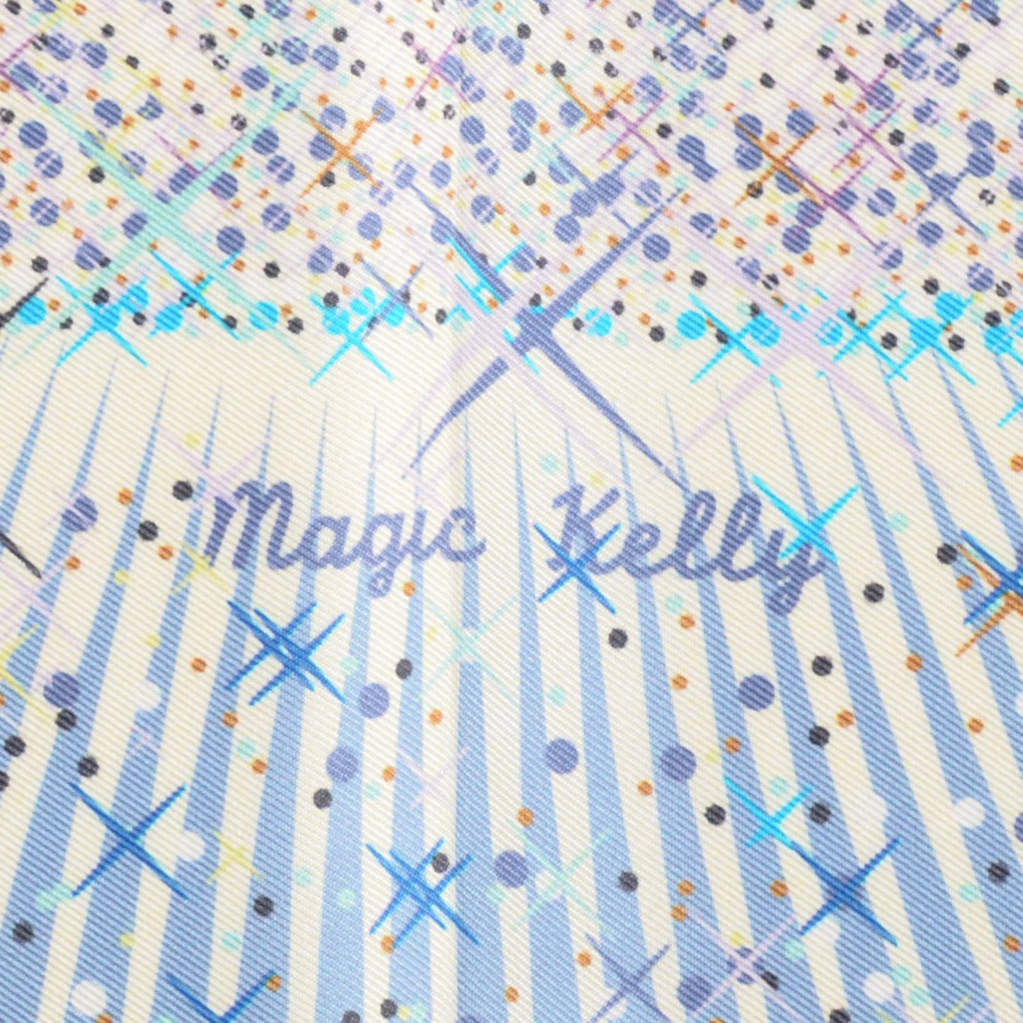 Silk Magic Kelly Scarf 90 Bleu Ceil Violet Craie