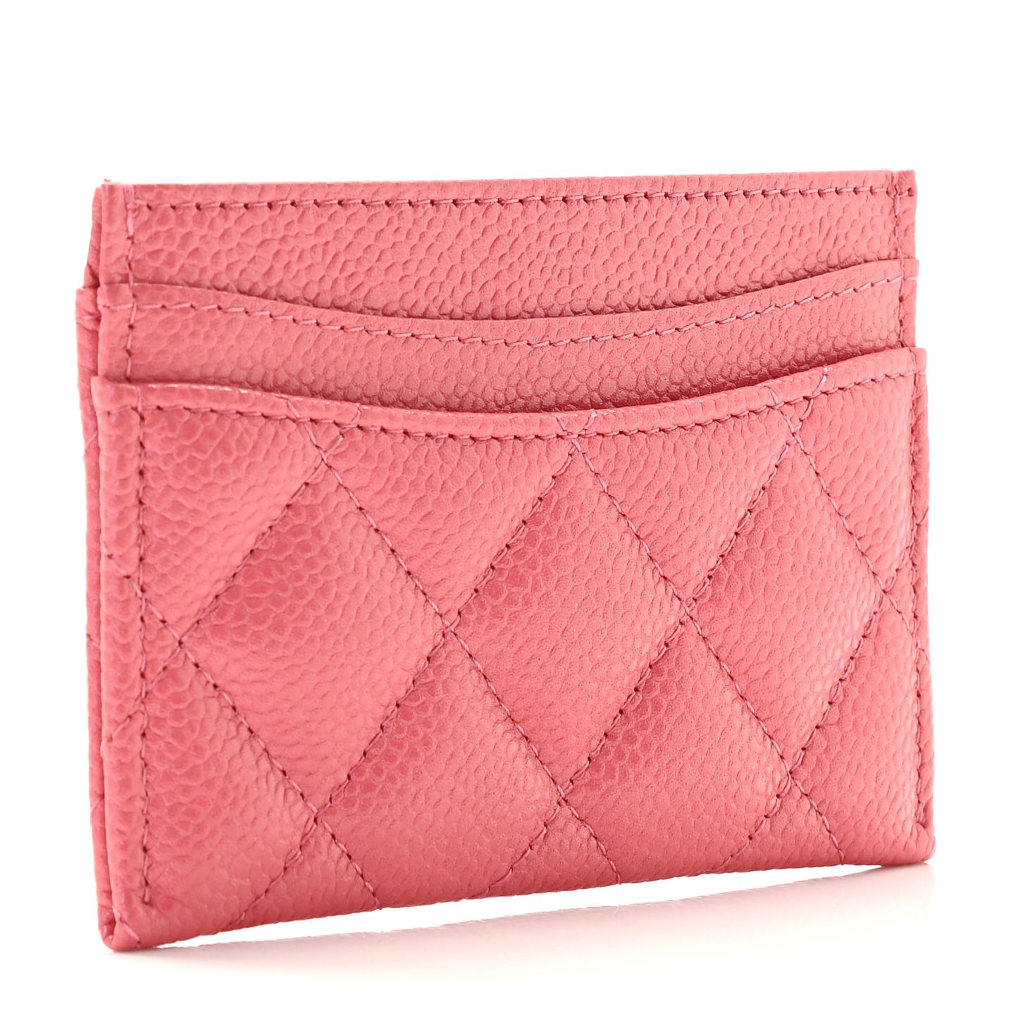 Caviar Quilted Card Holder Pink