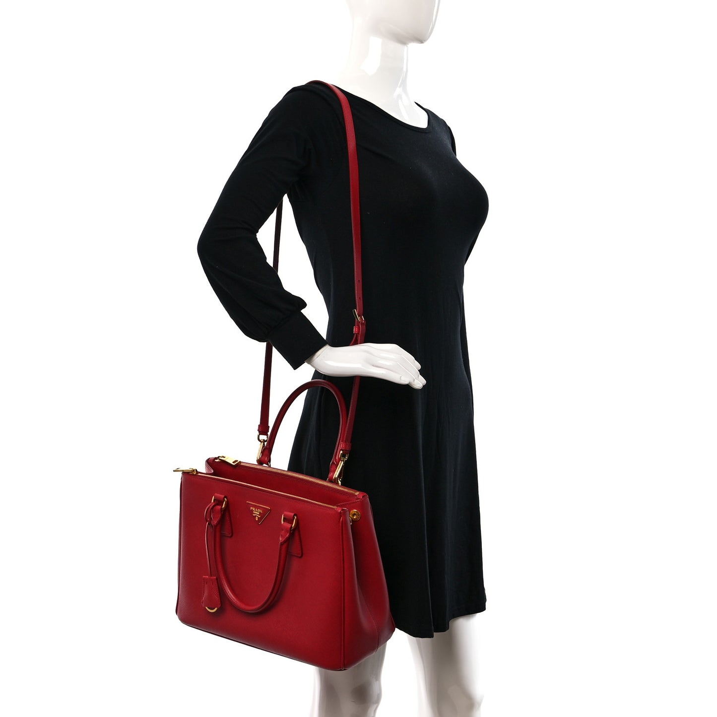 Saffiano Medium Galleria Double Zip Tote Fuoco