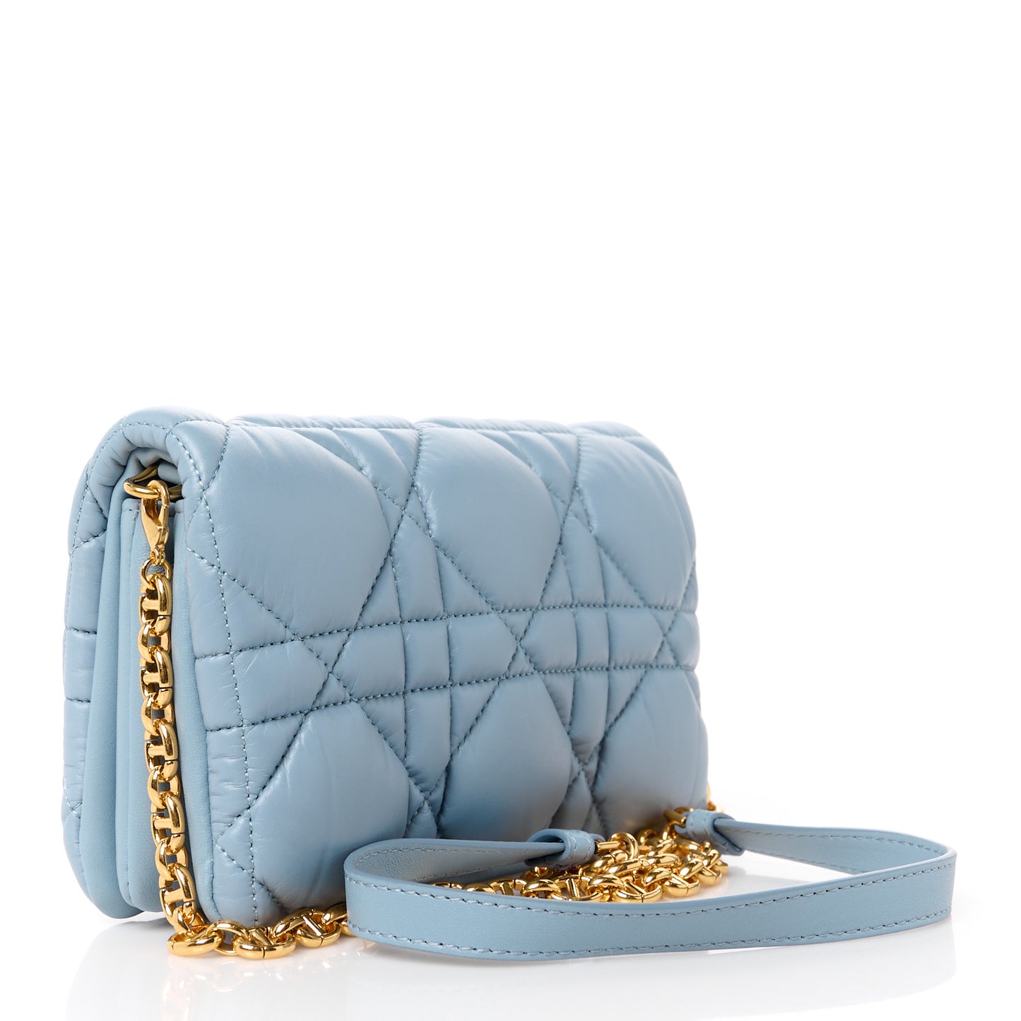 Calfskin Macrocannage Mini Caro Bag Cloud Blue