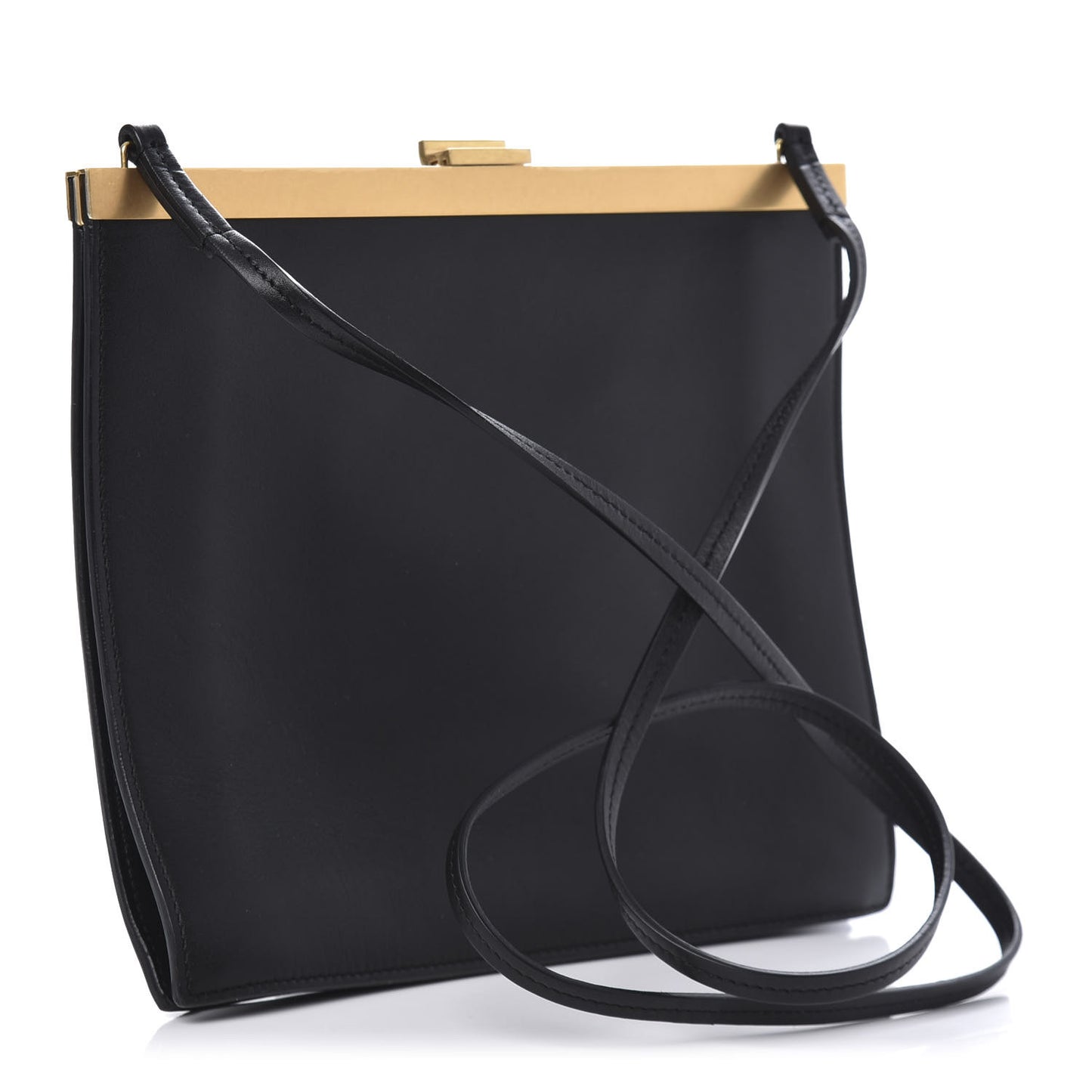 Smooth Calfskin Mini Clasp Bag Black