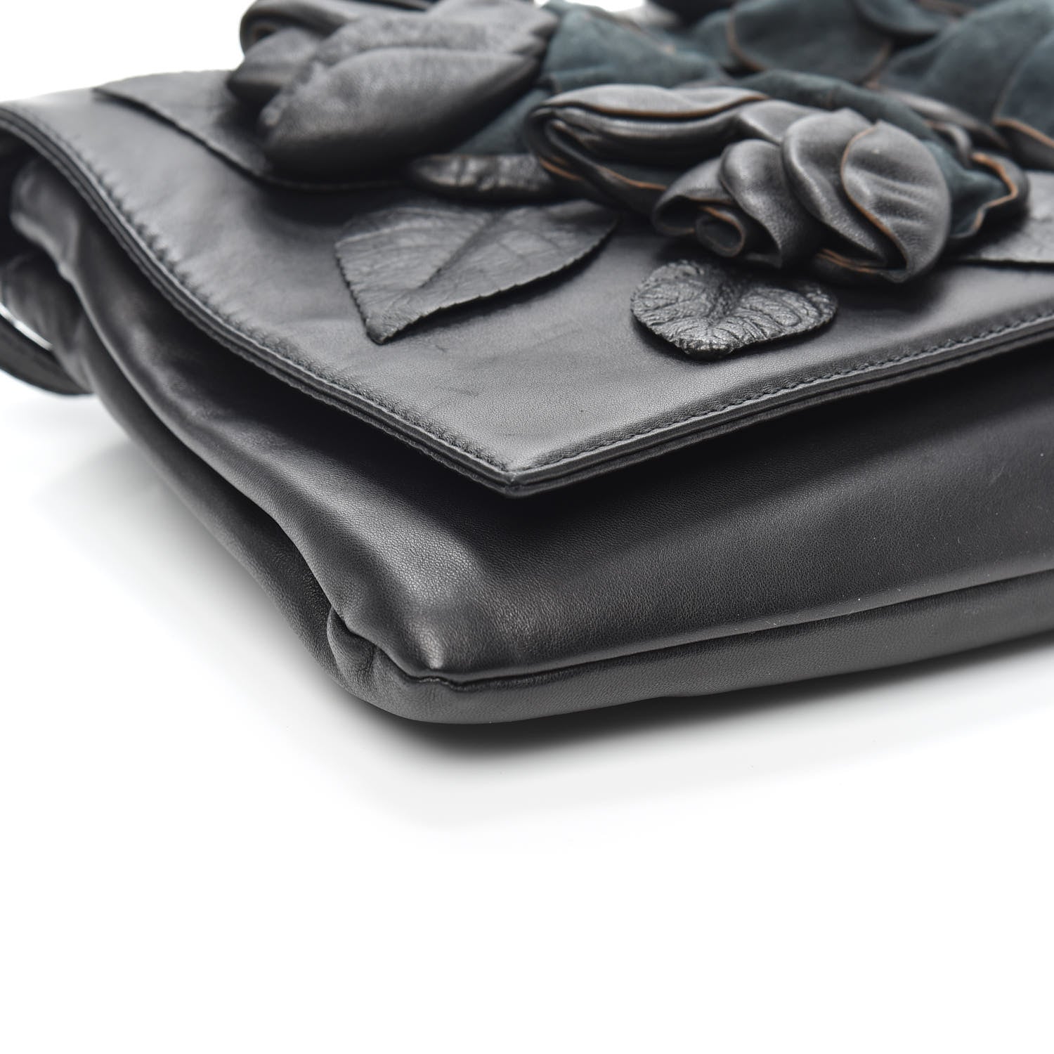 Valentino Garavani Nappa Rose Shoulder Bag Black 8 of 9
