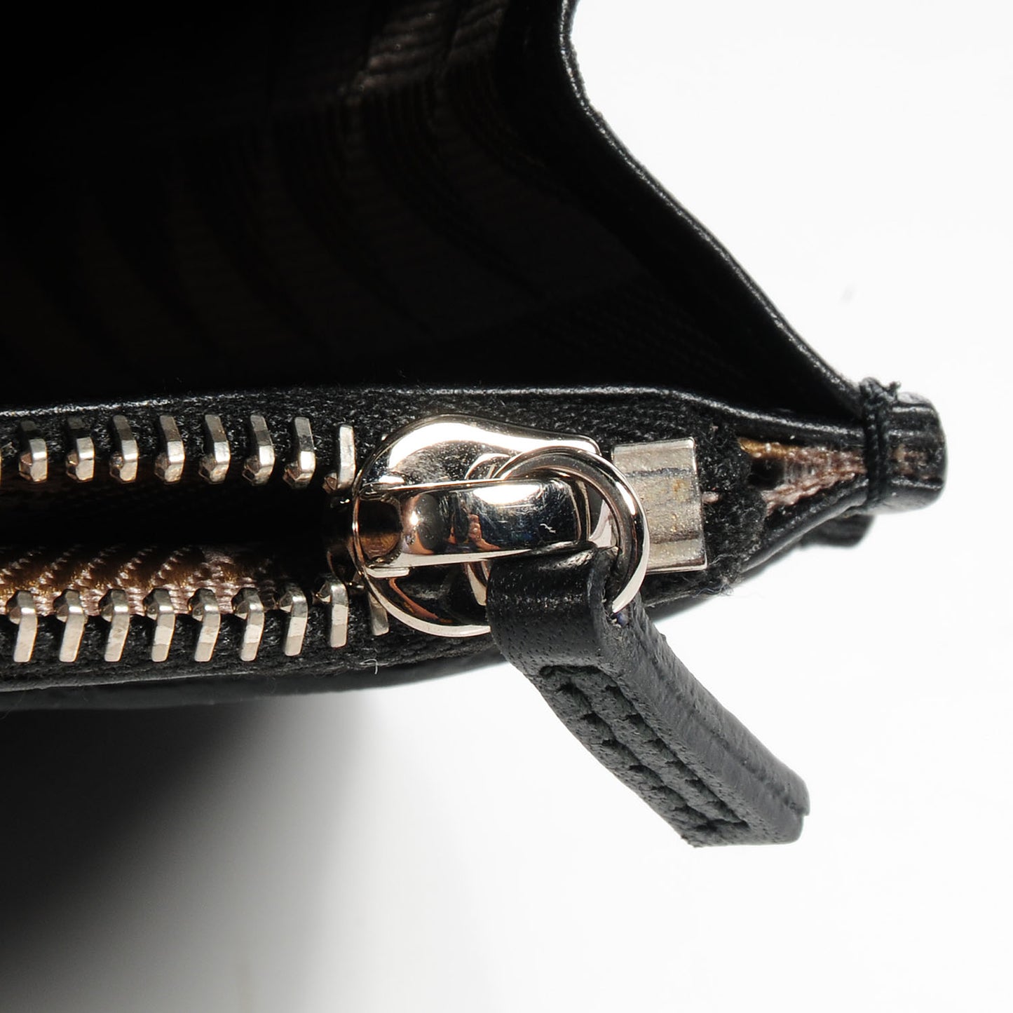 Calfskin Embossed Crosshatch PS11 Chain Wallet Black
