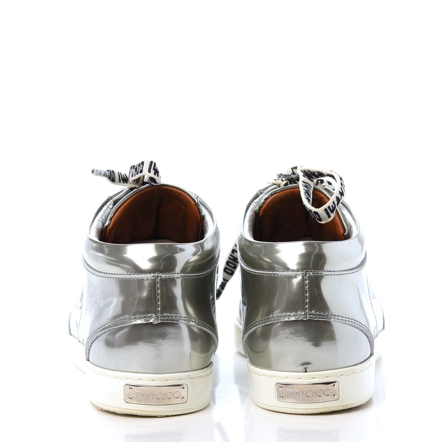 Liquid Mirror Calfskin Embossed Miami Sneaker 36.5 Silver Black