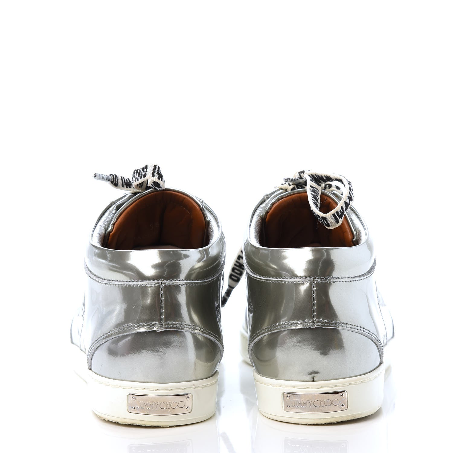 Jimmy Choo Liquid Mirror Calfskin Embossed Miami Sneaker 36.5 Silver Black 4 of 10