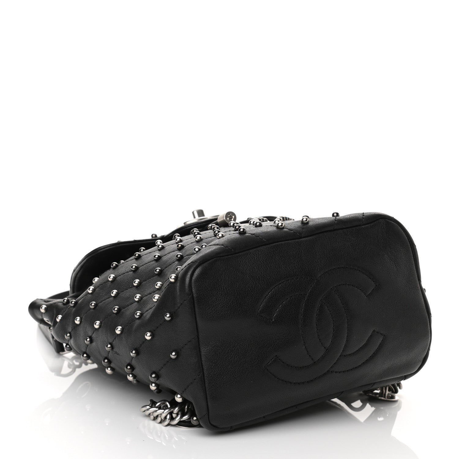 Chanel Lambskin Chevron Quilted Studded Stud Wars Backpack Black 4 of 10