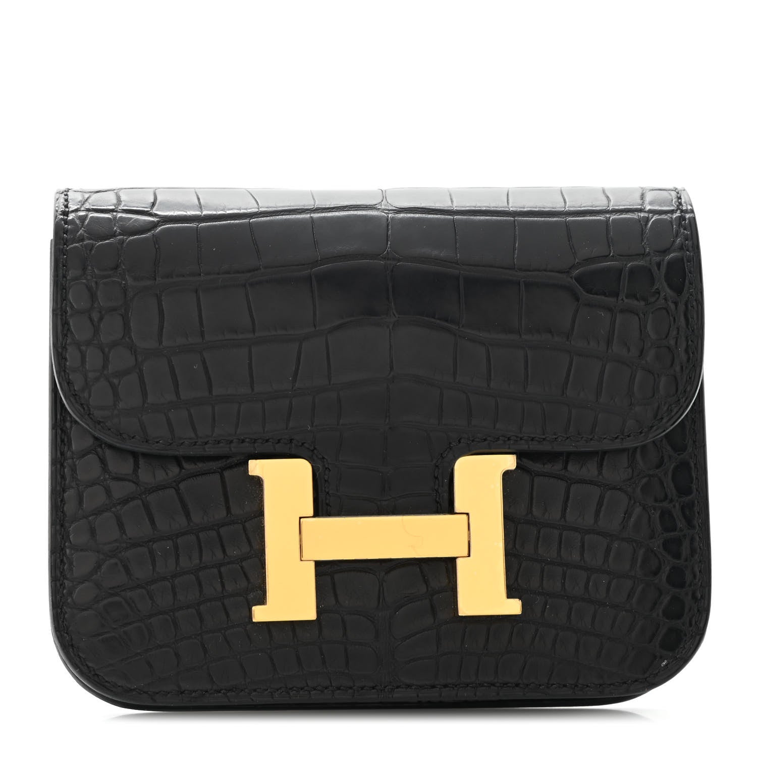Hermes Matte Alligator Constance Slim Wallet Black 1 of 10