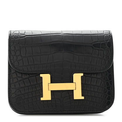 Hermes Matte Alligator Constance Slim Wallet Black 1 of 10