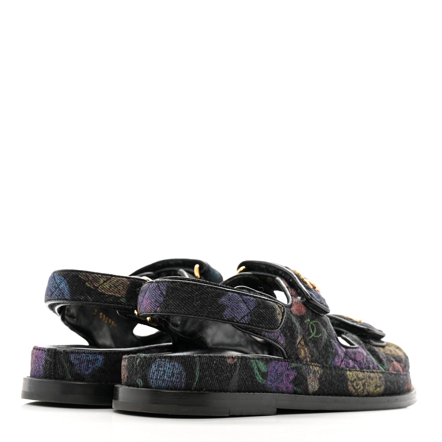 Denim Quilted Dad Sandals 35.5 Black Multicolor