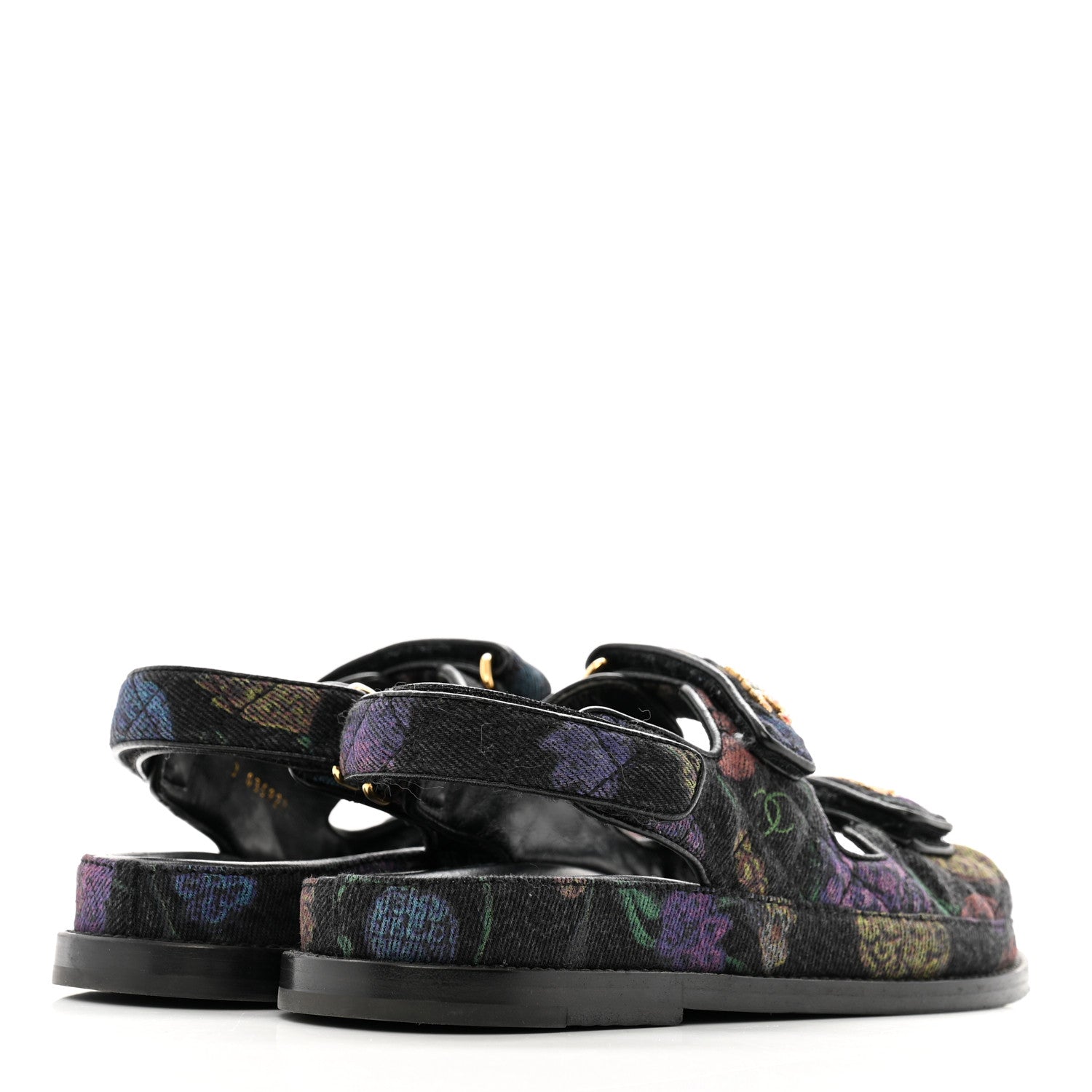 Chanel Denim Quilted Dad Sandals 35.5 Black Multicolor 5 of 13
