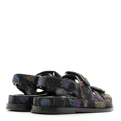 Chanel Denim Quilted Dad Sandals 35.5 Black Multicolor 5 of 13